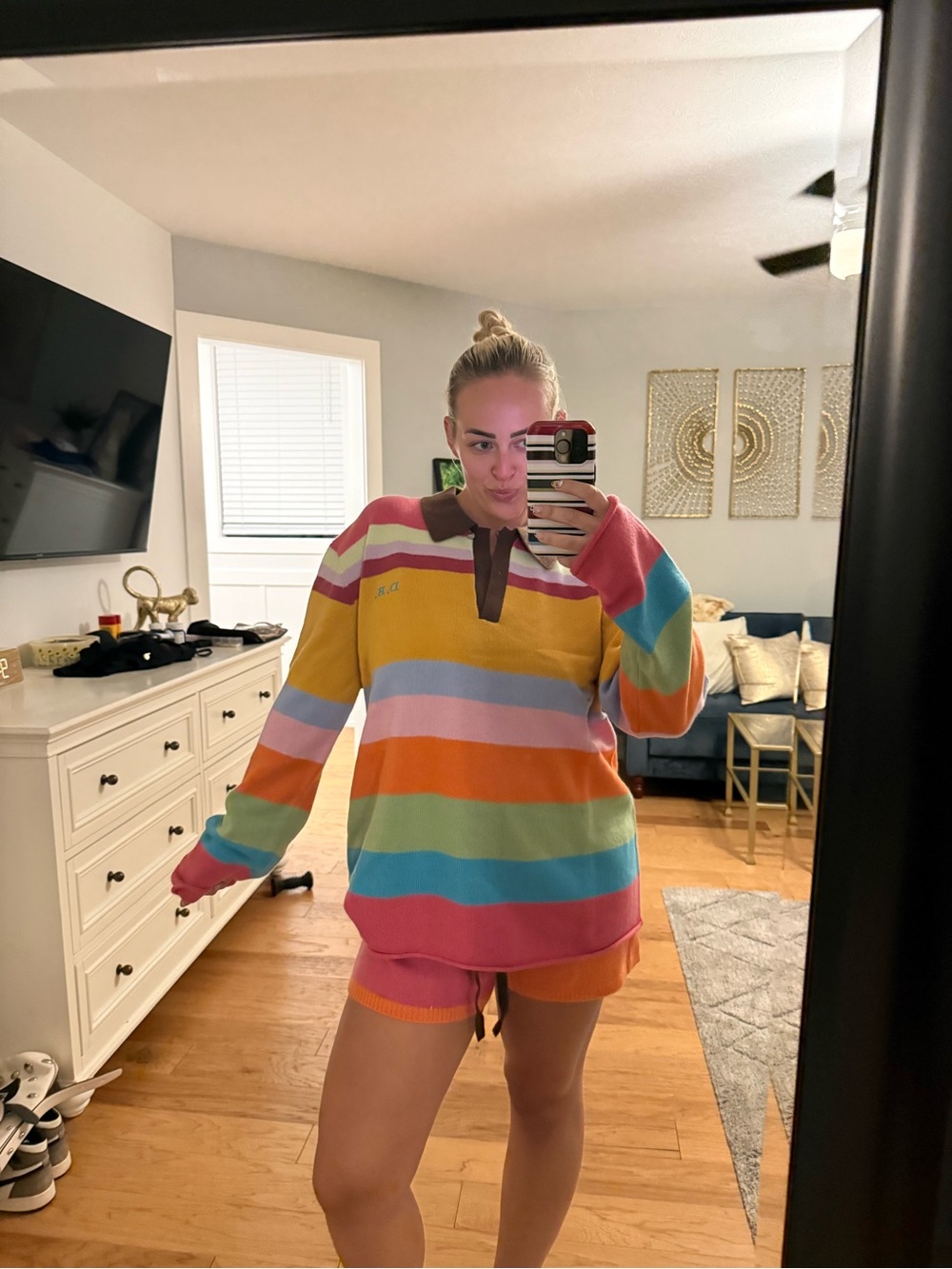 Dairy Boy Multicolor Striped Cashmere Collared Sweater M/L - Picture 3 of 3